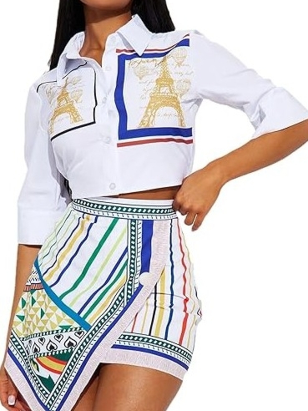 Asysmetric Faux Wrap African Bodycon Mini Skirt Misses Size Medium